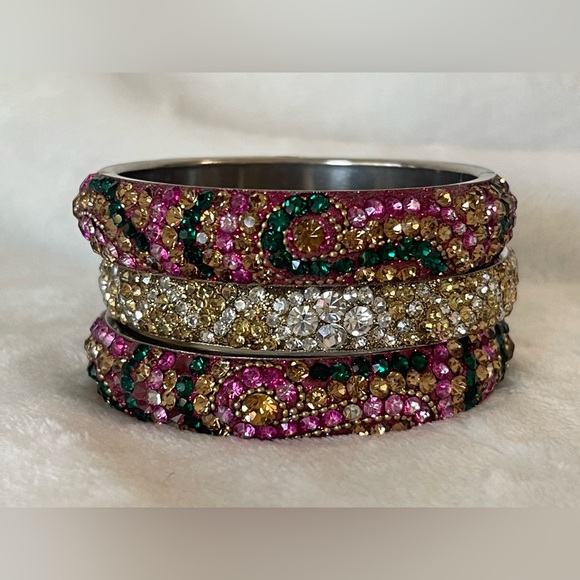 Vintage Jewelry - Vintage wedding bangle, bracelets, rhinestone, glitter silver gold bright
